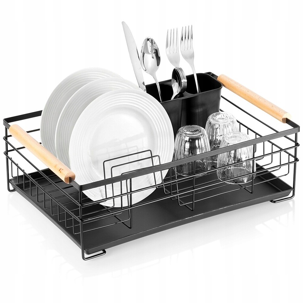 Sušička Na Nádobí Černá Odkapávač Stojan Na Talíře Kuchyňské Příbory