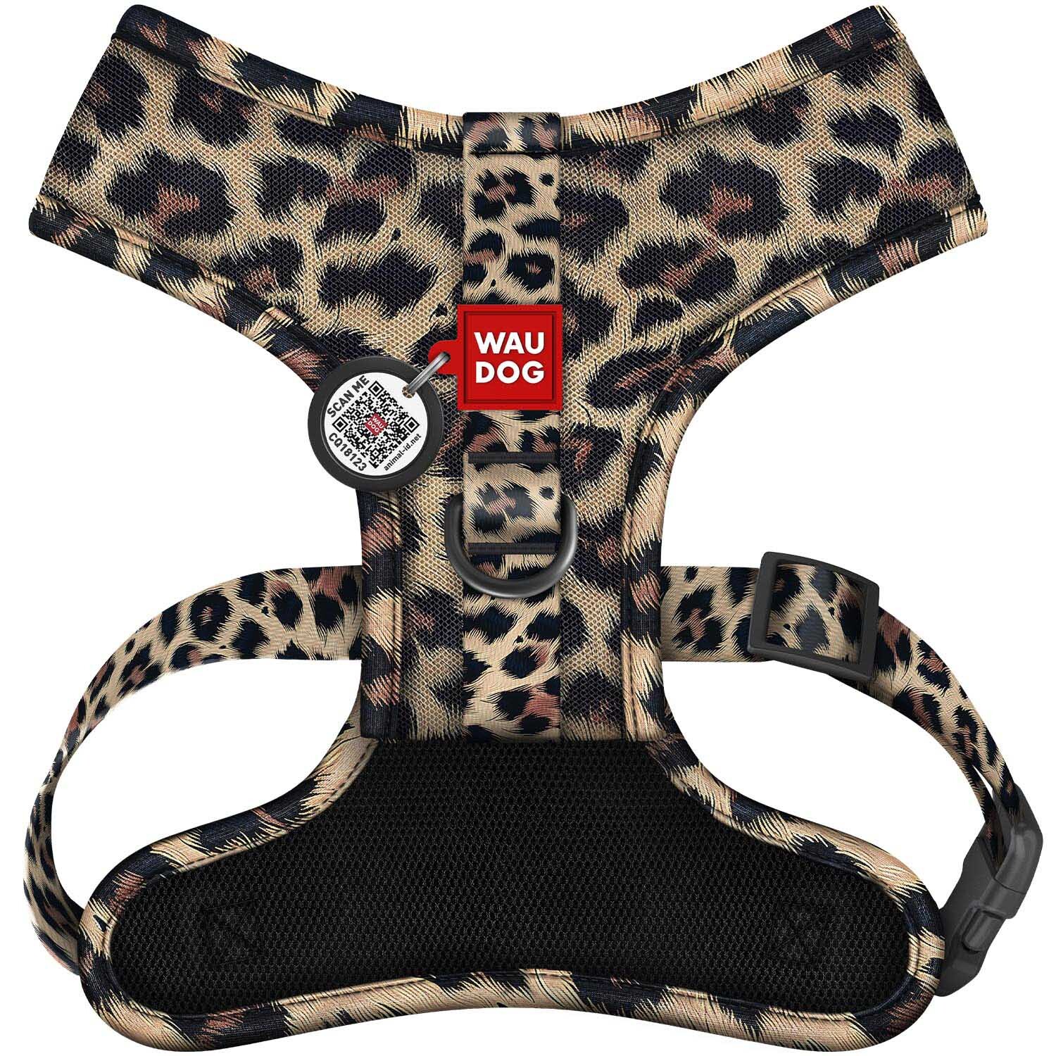 Waudog Mesh postroj pro psa prodyšný s Qr adresářkou, vzor „Lampart“, L