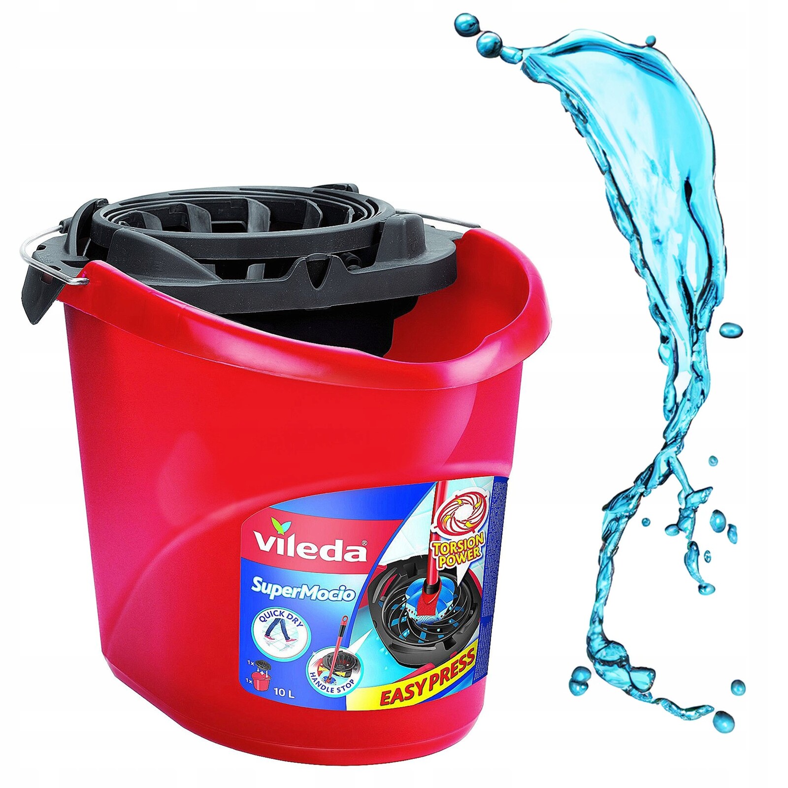 Kbelík se ždímačem pro páskové mopy Vileda SuperMocio Červené 10L