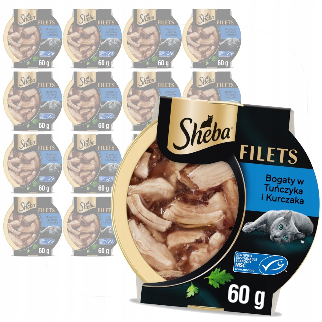 Sheba Filets 16x60g Mokré Krmivo Pro Kočky s kuřecím masem a tuňákem v omáčce