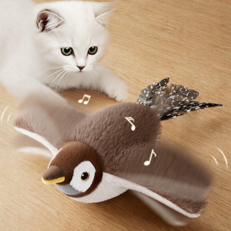 Interaktivní Hračka Pro Kočky Hrající A Létající Pták Vrabec Pro Kočky