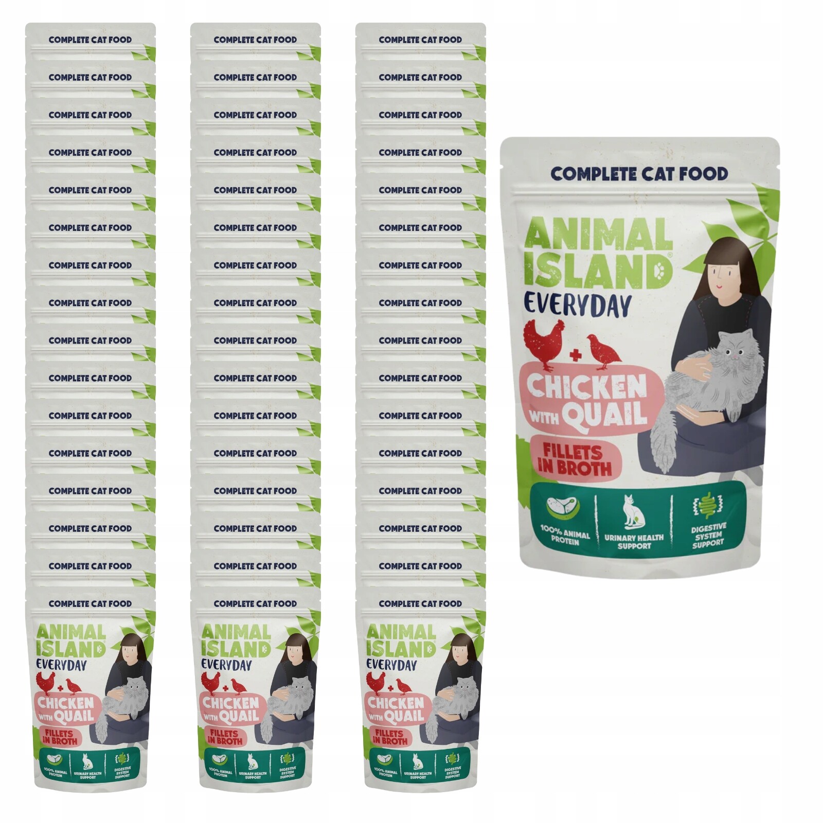 Animal Island Everyday Vlhké krmivo pro kočky Kuře a křepelka 48 x 85 g Set