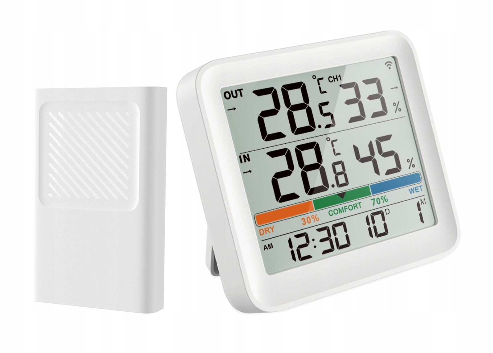 Pokojový teploměr Sensor Venkovní hodiny Kalendář TermHoff THM-10