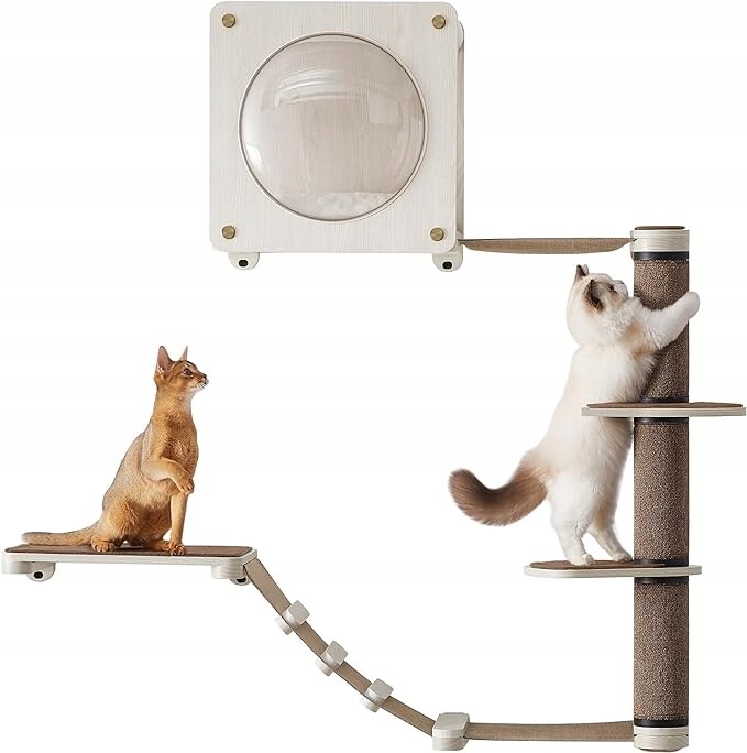 Feandrea Houpací síť pro kočky s žebříkem, škrabadlo, lezecká stěna, pelíšek