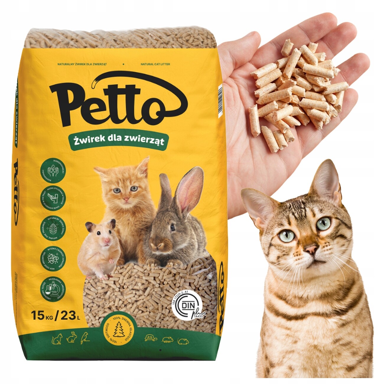 Stelivo Pro Kočky Králíka, Dřevěné, Borovicové, Originální, Absorpční Pelety 15 Kg