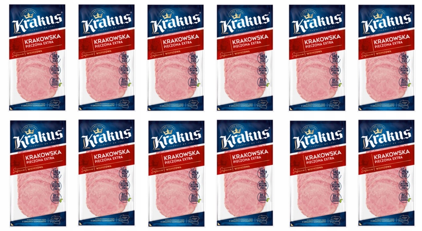 12 x 80 g Krakus Krakovská pečená extra šunka Karton