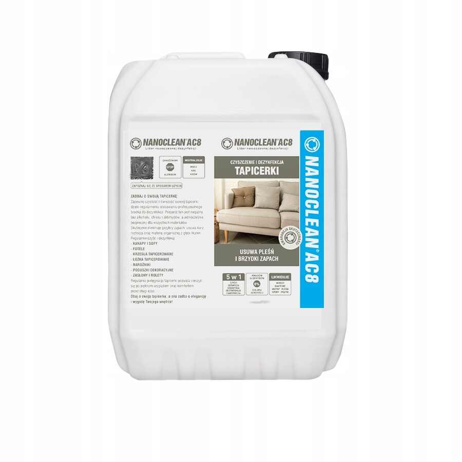 Čisticí kapalina na čalounění tkanin nábytkových sedaček AC8 Home 5L levandule