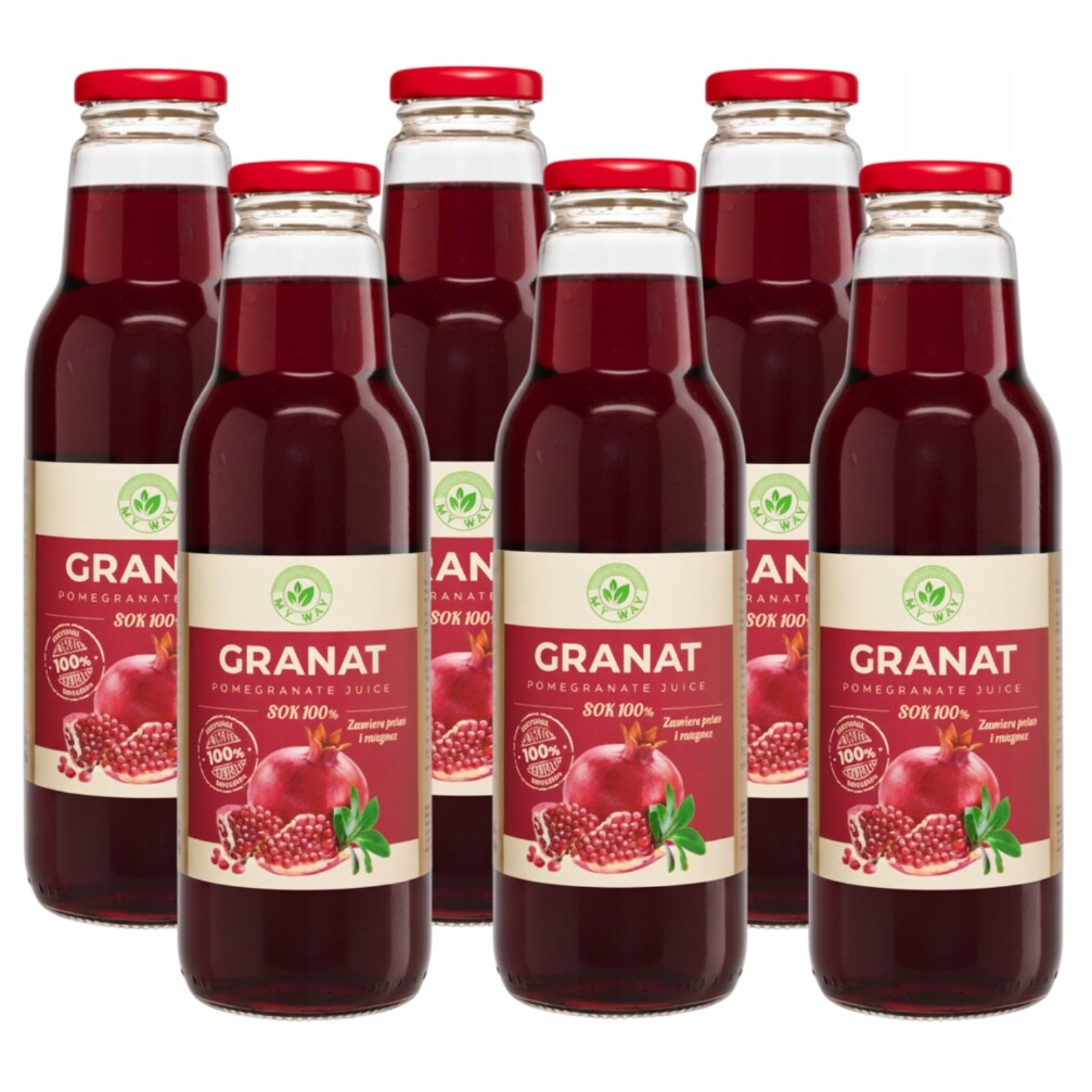 6 x Granátový džus 100% Bez Cukru Přírodní Granát 750 ml My Way