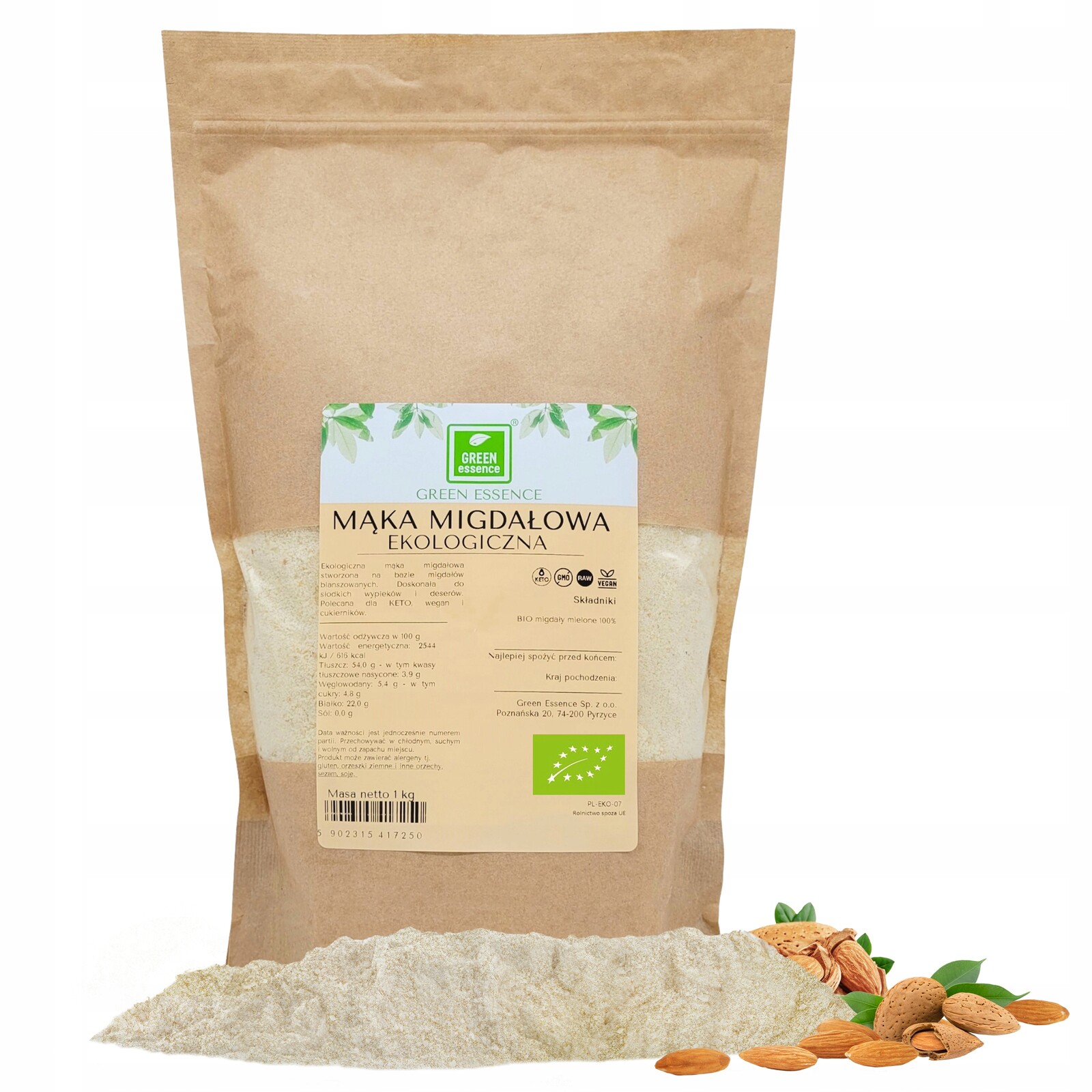 Bio Mandlová Mouka 1 kg mleté mandle, bio kvalita, přírodní moučka