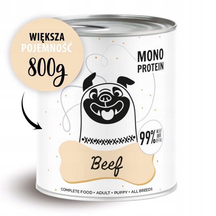 Paka Zwierzaka Pepe Beef mokré krmivo pro psy 99% hovězí maso 6x800g