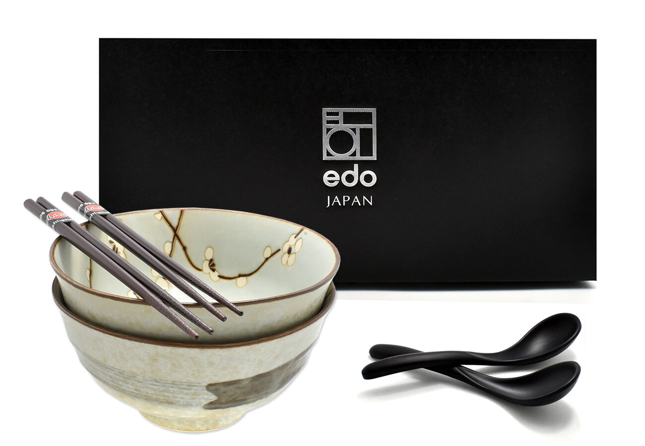 Sada 2 misek s lžícemi a paličkami Udon Soshun 800 ml Box