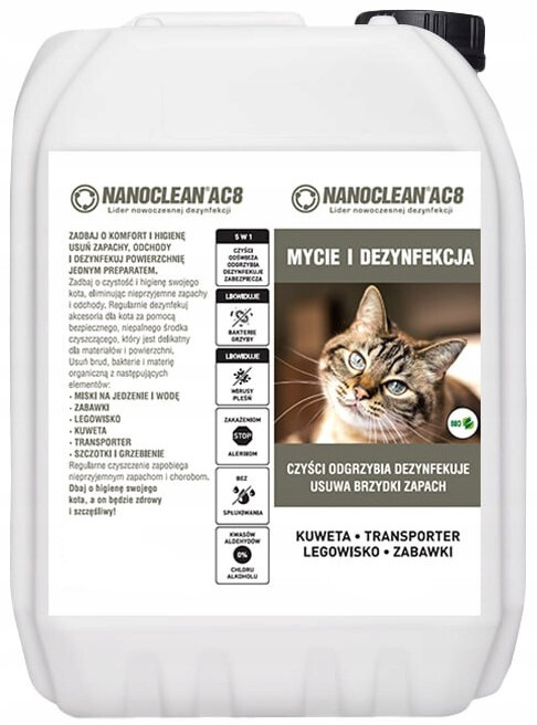 Dezinfekční kapalina pro mytí kočičích doplňků neutralizace zápachu Nanoclaen 5L