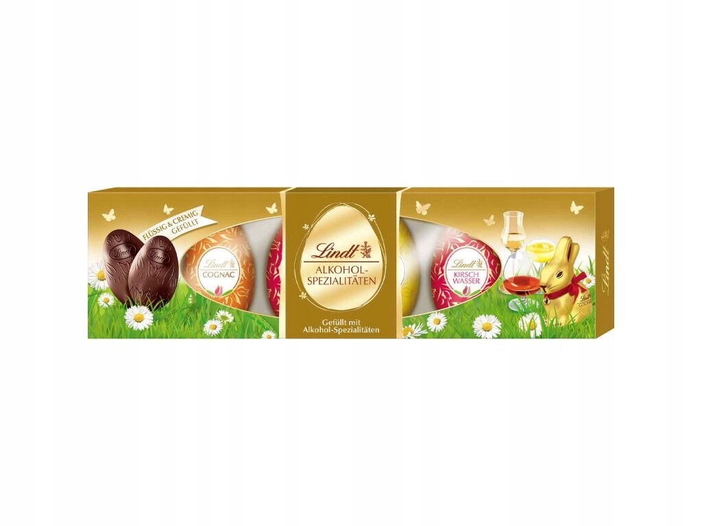 Lindt Dezertní vejce s náplní Koňak, Ajerkoniak a Třešňový likér 108 g