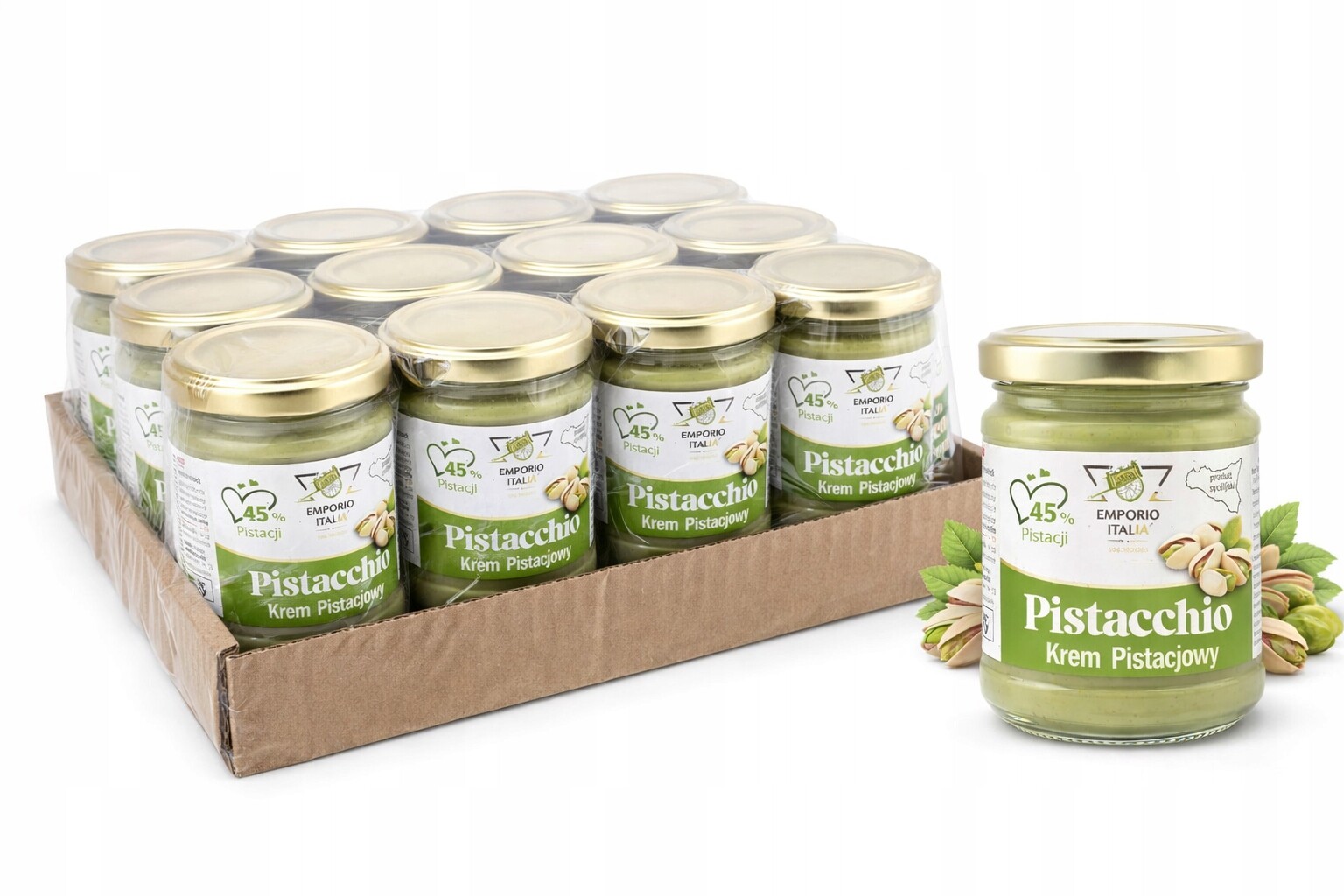 Italský Pistáciový krém vysoké kvality 45% Emporio Italia Pistacchio 12 x 190 g