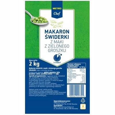 Metro Chef Těstoviny fusilli ze zeleného hrášku 2 kg
