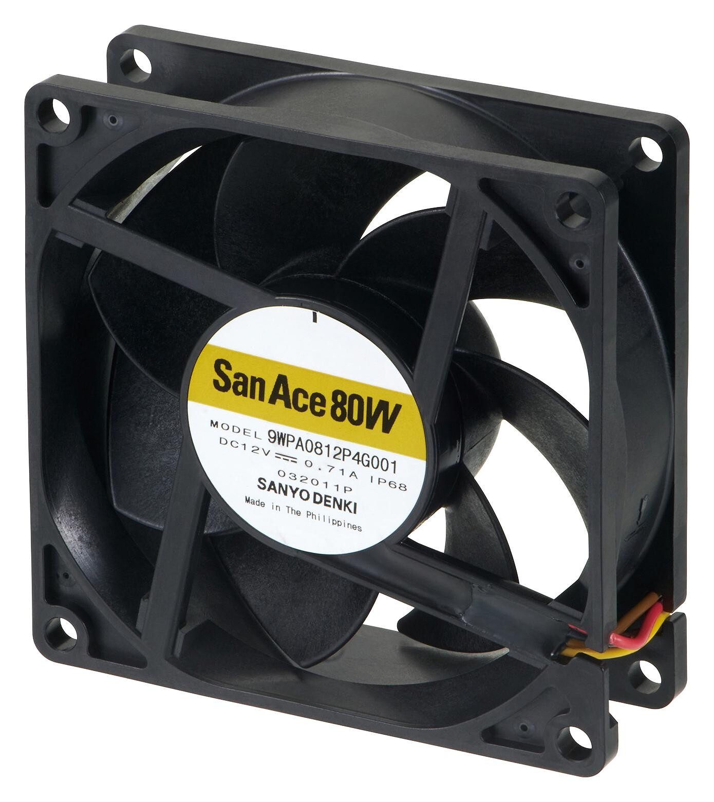 Sanyo Denki 9Wpa0824P4G001 Axial Fan, 81.9Cfm, 54Dba, 8.64W, 24Vdc