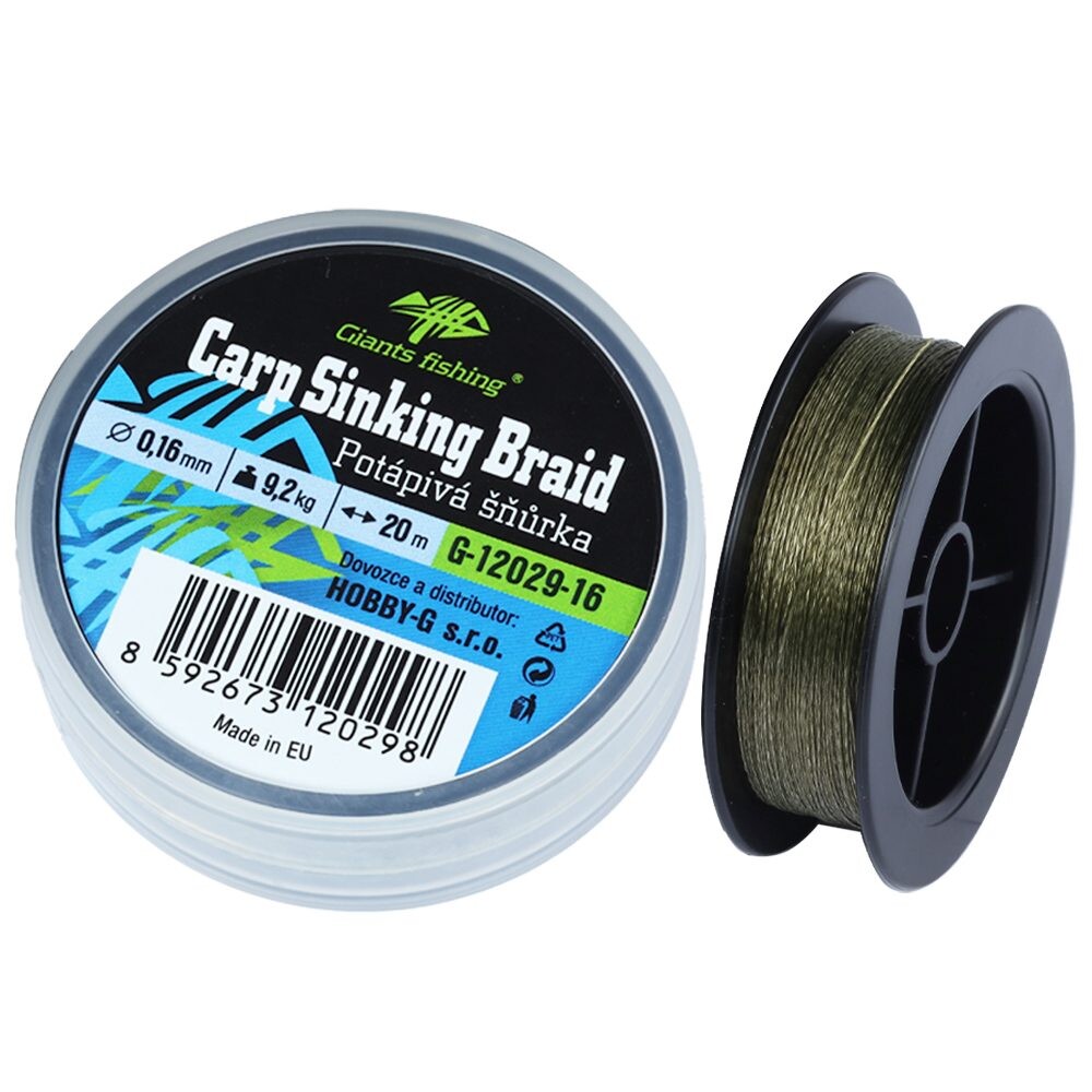 Giants fishing Potápivá splétaná šňůra Carp Sinking Braid 20m - 0,16mm/9,2kg