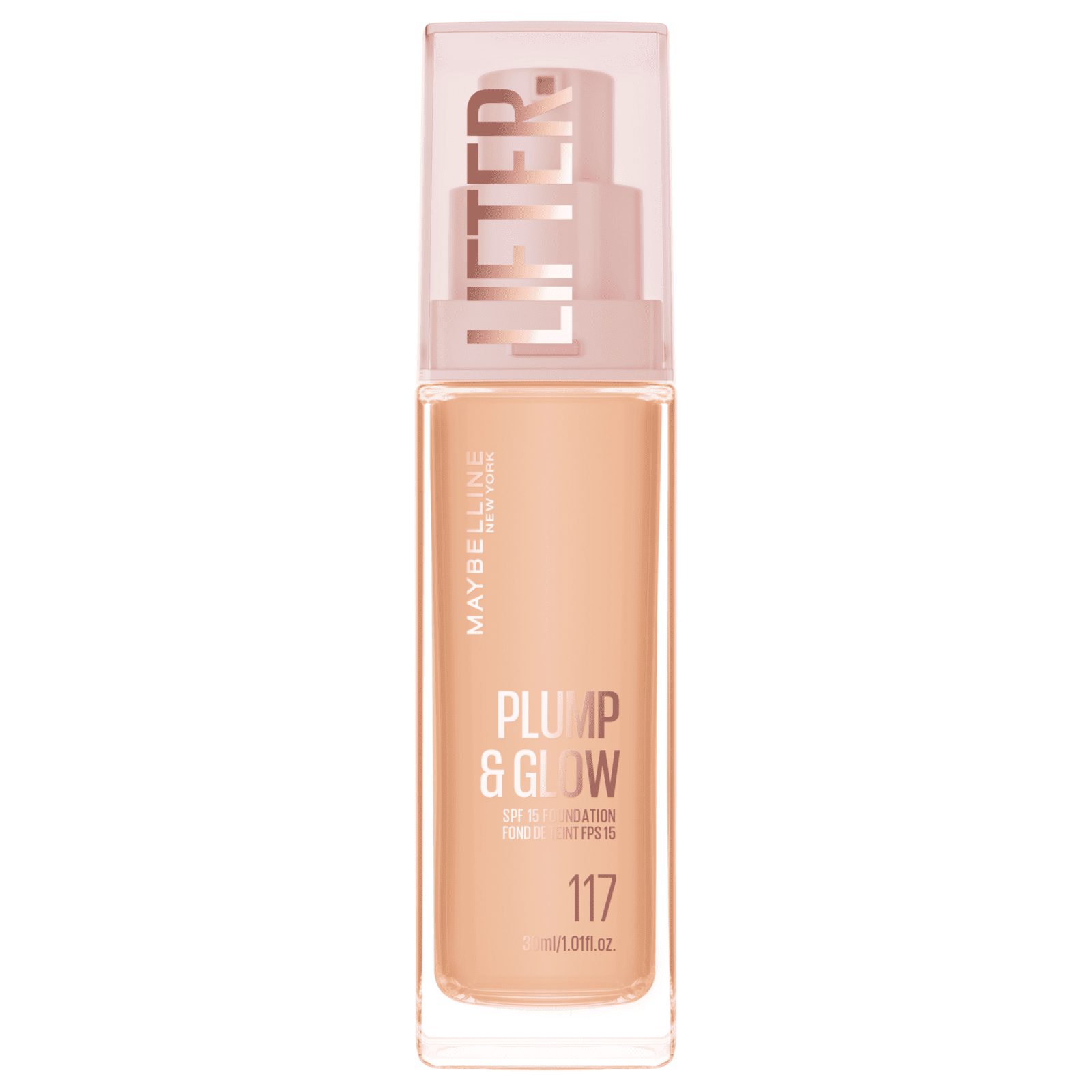 MAYBELLINE Lifter Foundation 117, rozjasňující make-up Plump & Glow 30 ml
