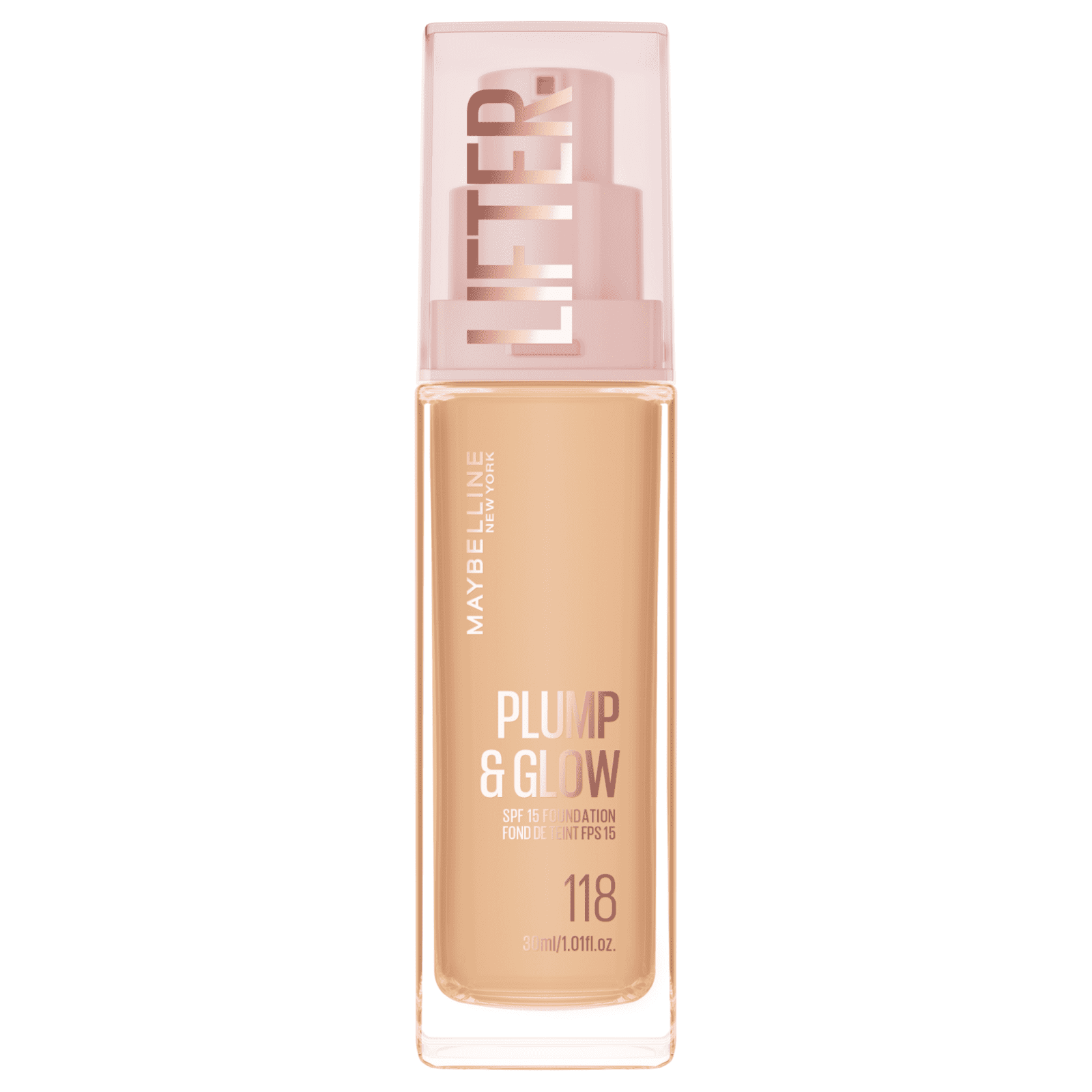 MAYBELLINE Lifter Foundation 118, rozjasňující make-up Plump & Glow 30 ml