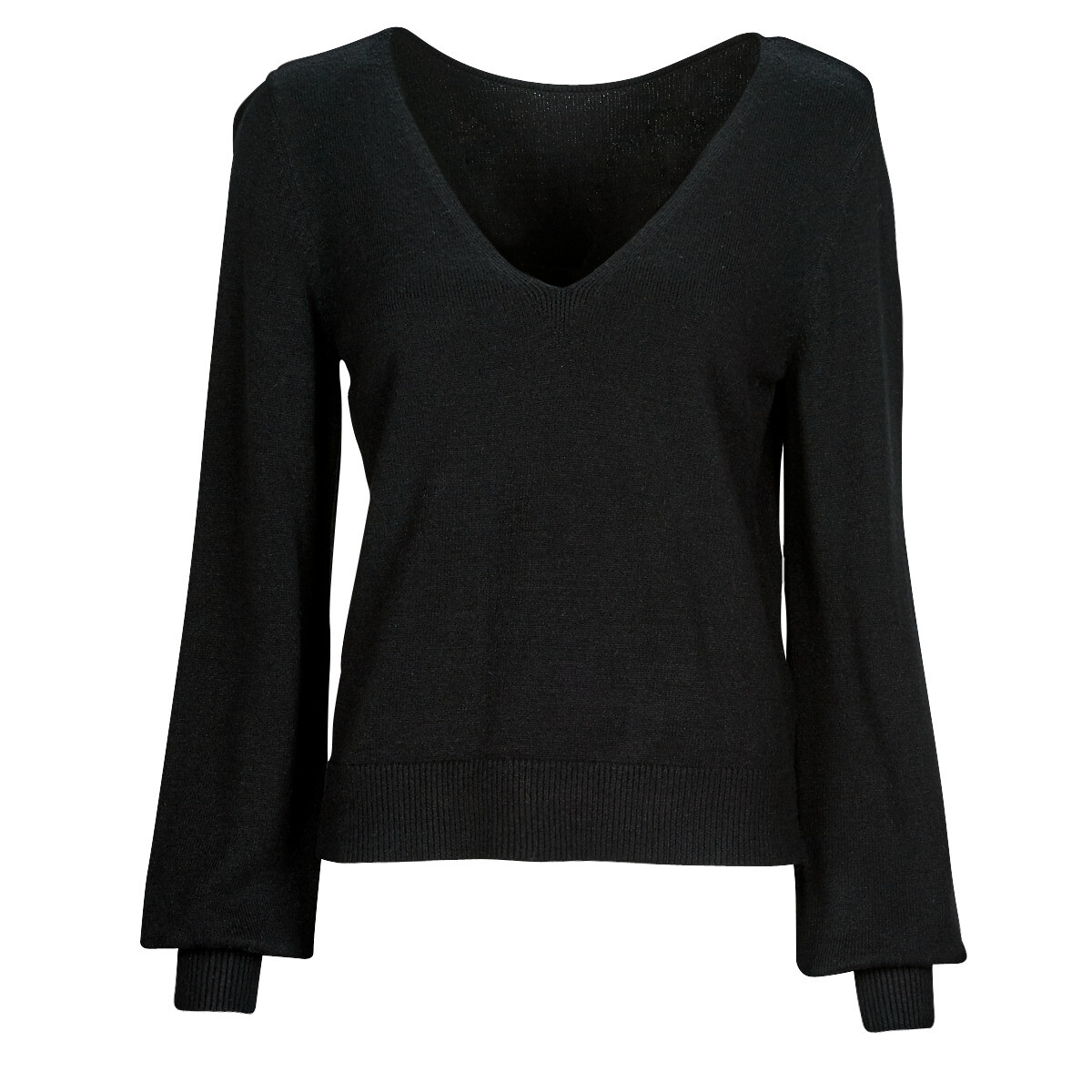 Vila  VIRIL REV V-NECK L/S TOP  Černá