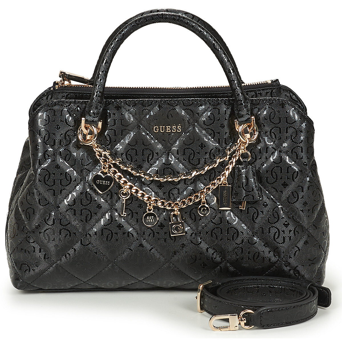 Guess  LIBBY 2 COMP SATCHEL  Černá