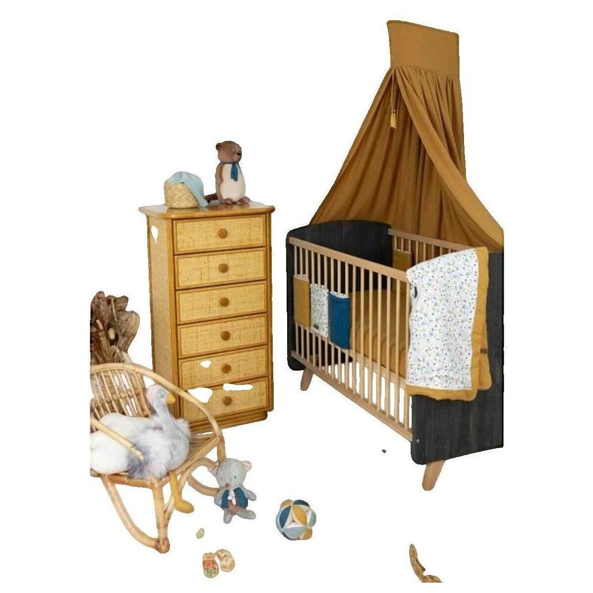 Domiva  Tour de lit  AU FIL DE L'EAU velours doux multicolore  ruznobarevne