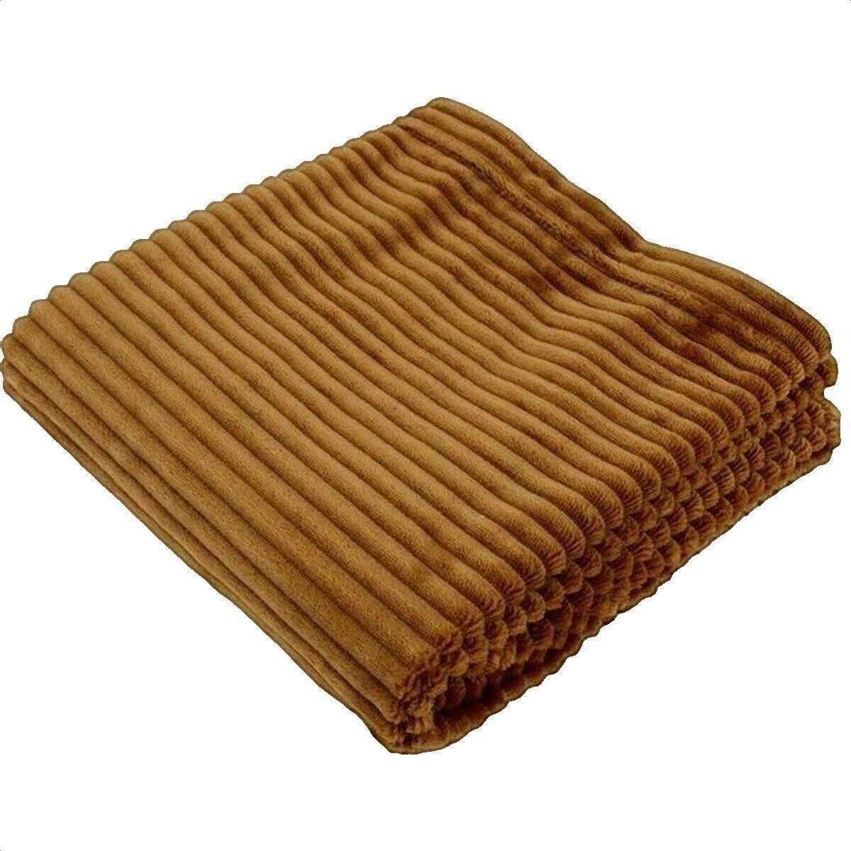 Domiva  Couverture boudoir  micro-velours côtelé caramel