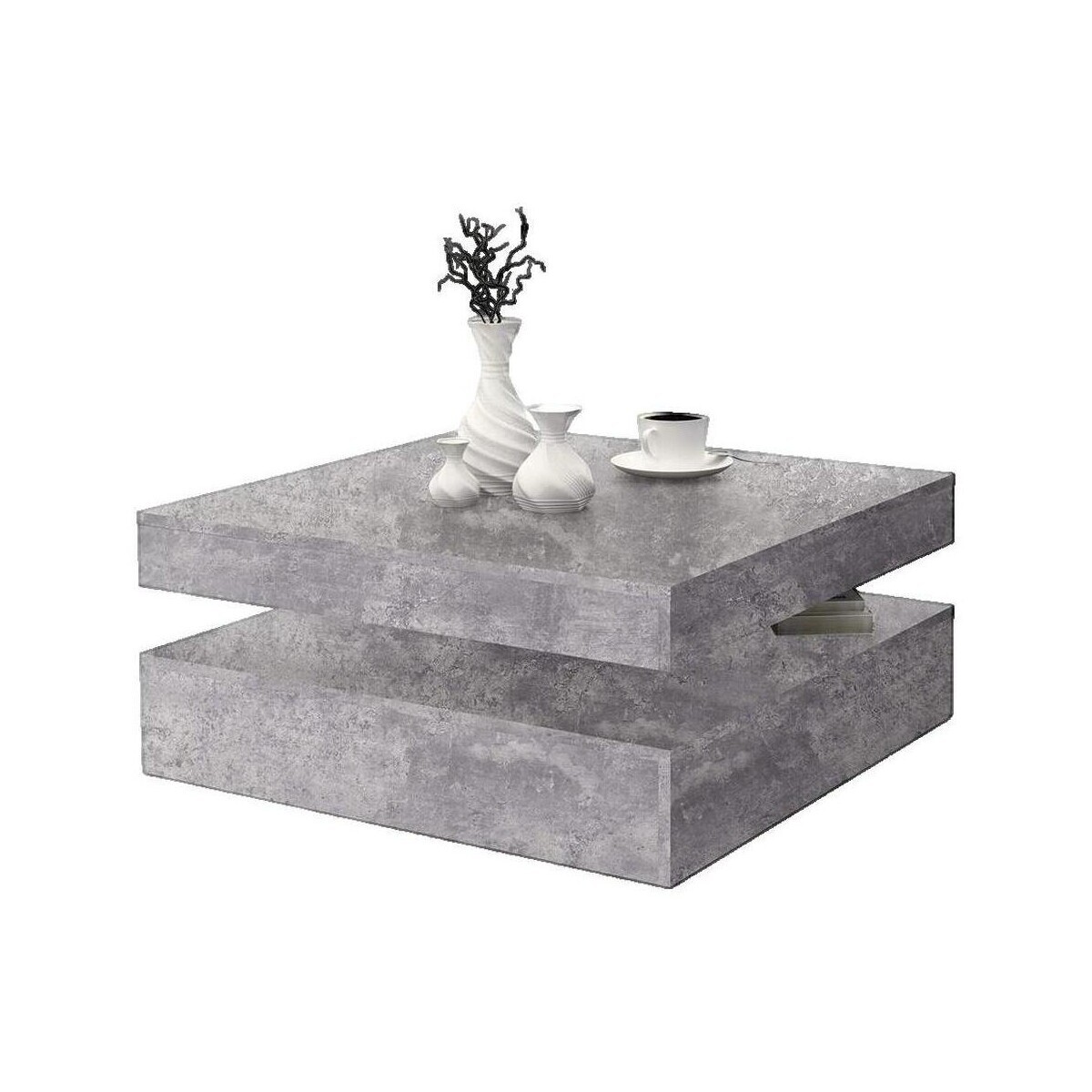 Coffee  Table Basse  Pivotante Béton Gris Clair  Stříbrná
