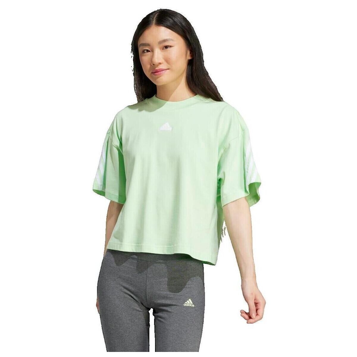 adidas  T-shirt  3 Stripes Crop  Zelená