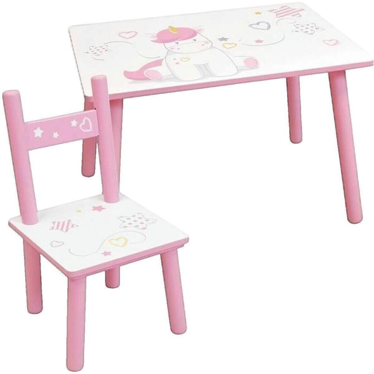 Funhouse  Ensemble table et chaises  Licorne Rose pour enfant  Růžová