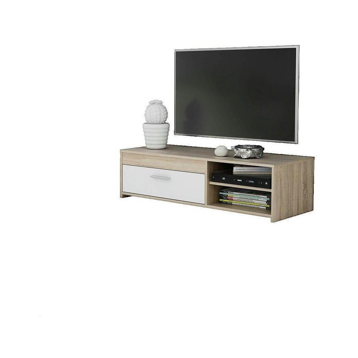 Bigbuy  Meuble TV  PILVI chêne sonoma et blanc  Béžová