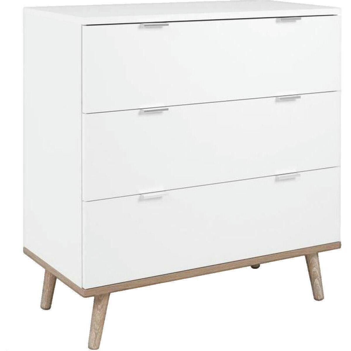 Bigbuy  Commode  Göteborg Blanc et Chêne Sonoma  Bílá