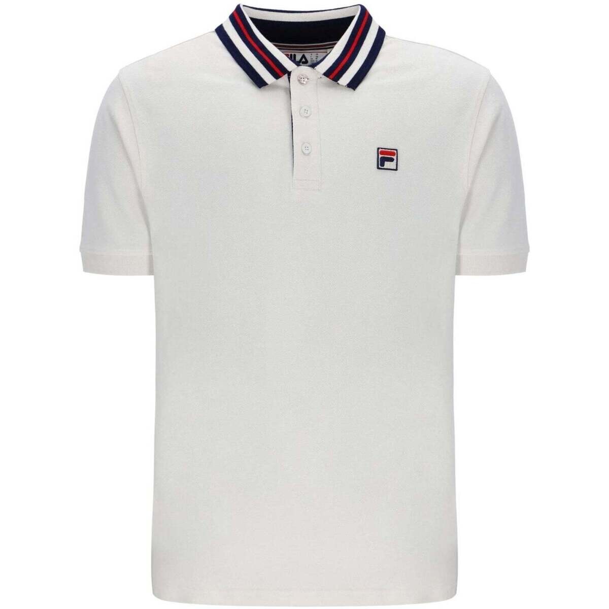 Fila  Achille Heritage Contrast Collar Basic Polo Shirt Gardenia  Bílá