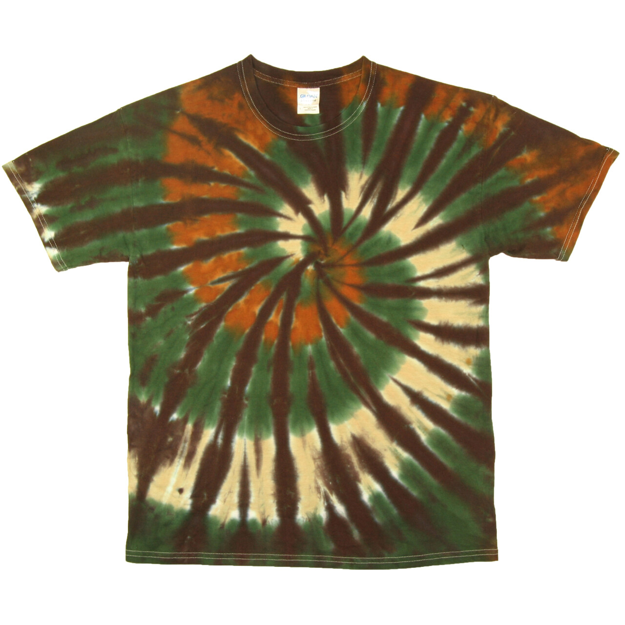 Tričko unisex The Mountain batikované Swirl - hnědé-zelené, 3XL