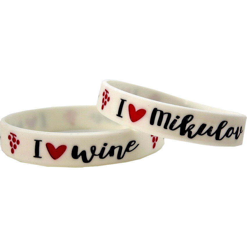 Náramek silikonový I Love Mikulov I Love Wine - bílý