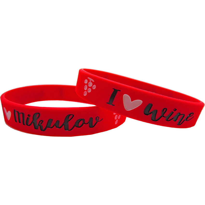 Náramek silikonový I Love Mikulov I Love Wine - červený