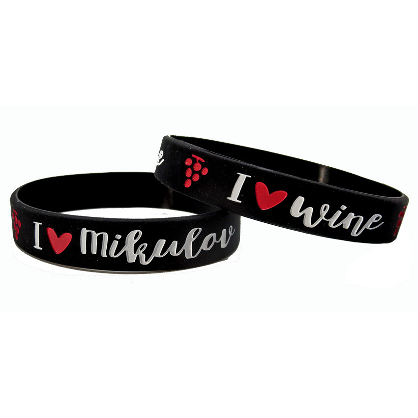 Náramek silikonový I Love Mikulov I Love Wine - černý