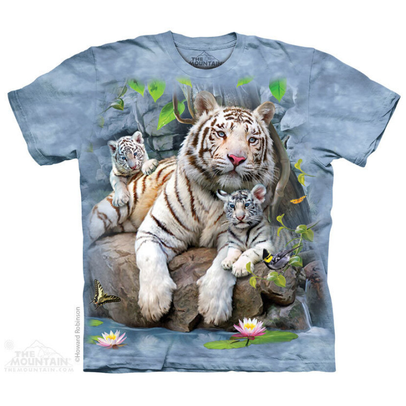 Tričko unisex The Mountain White Tigers of Bengal (tygr) - modré, 5XL