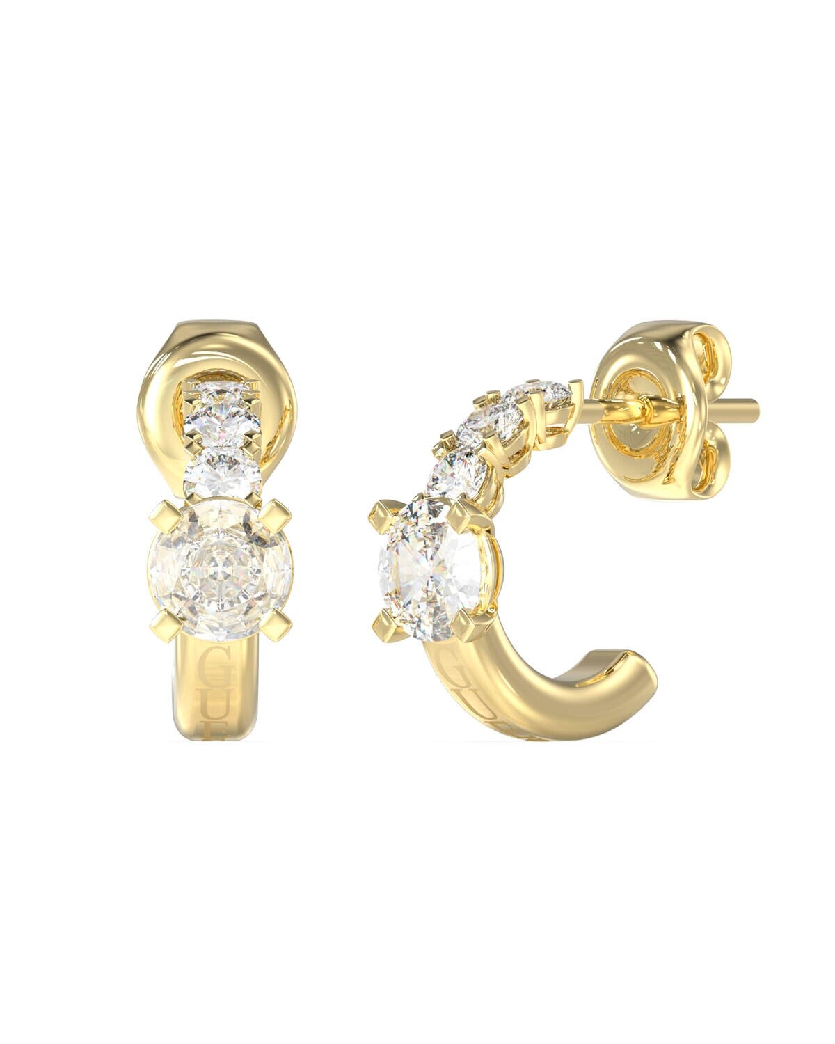 Guess Pozlacené kruhové náušnice Piercing Studio JUBE06271JWYGT/U