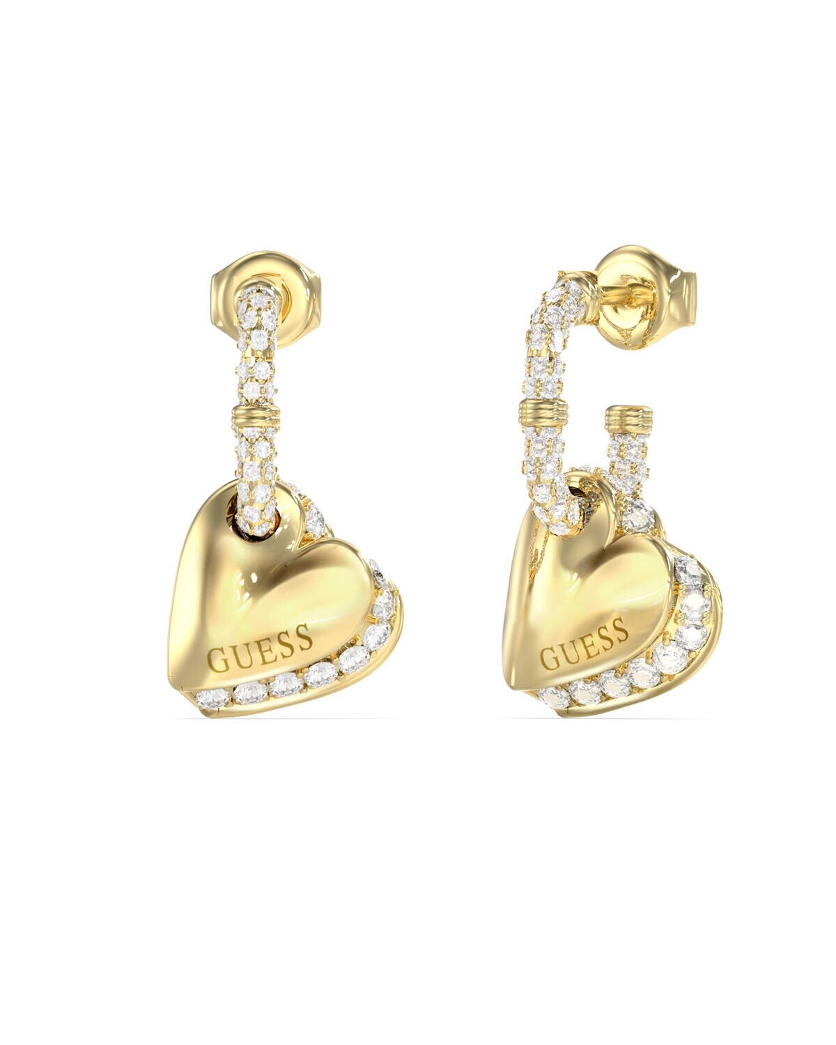 Guess Pozlacené srdcové náušnice By Your Side JUBE06076JWYGT/U