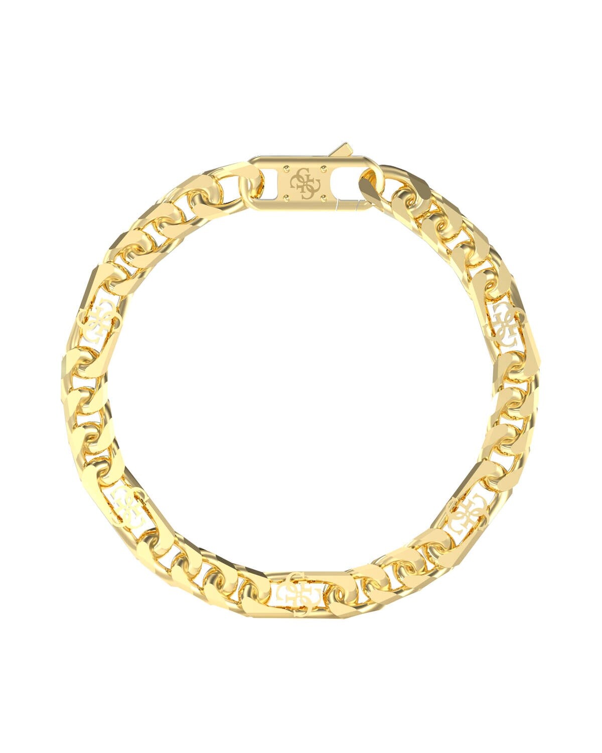 Guess Výrazný pozlacený náramek 4G Frontiers JUMB06034JWYG 19 cm