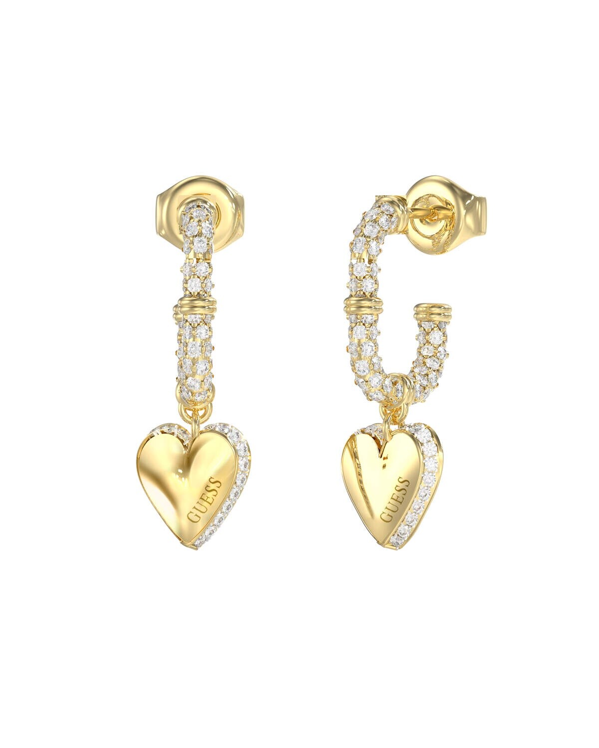 Guess Srdcové pozlacené náušnice By Your Side JUBE06075JWYGT/U