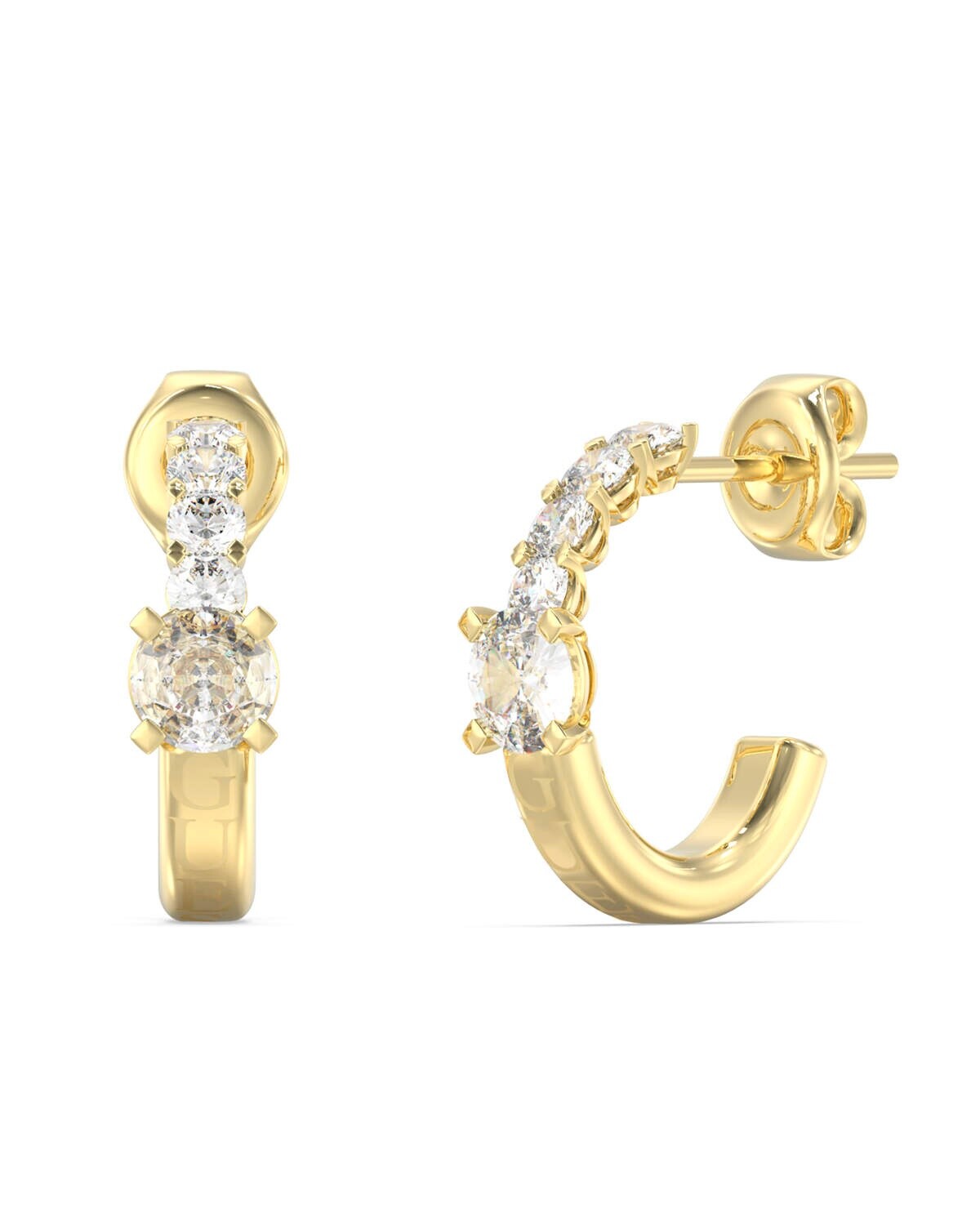 Guess Pozlacené kruhové náušnice Piercing Studio JUBE06272JWYGT/U