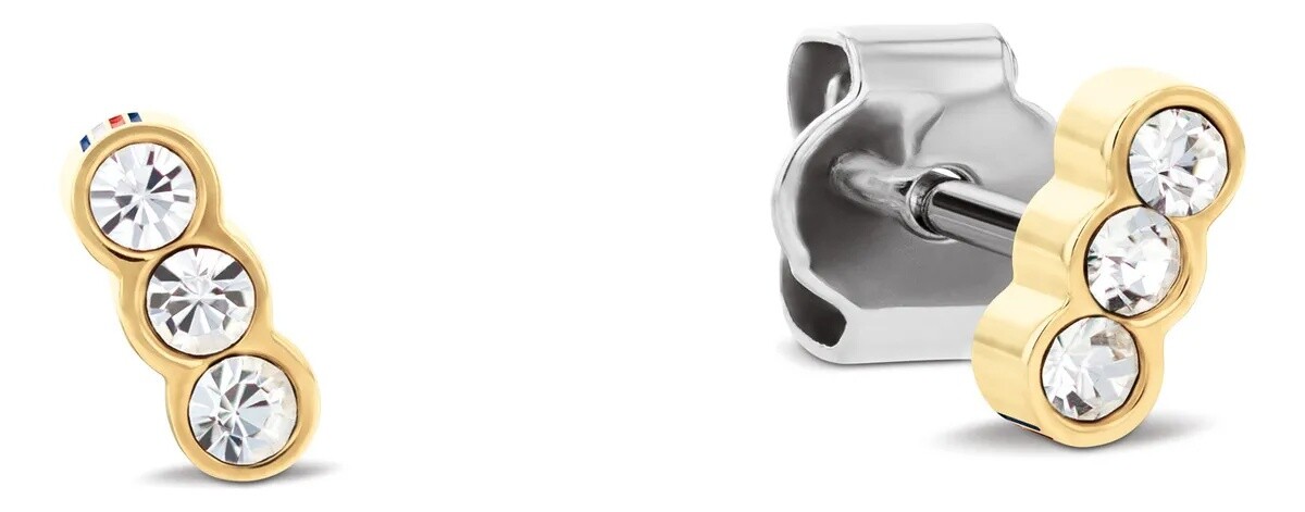 Tommy Hilfiger Pozlacené peckové náušnice s krystaly Essential 2781034