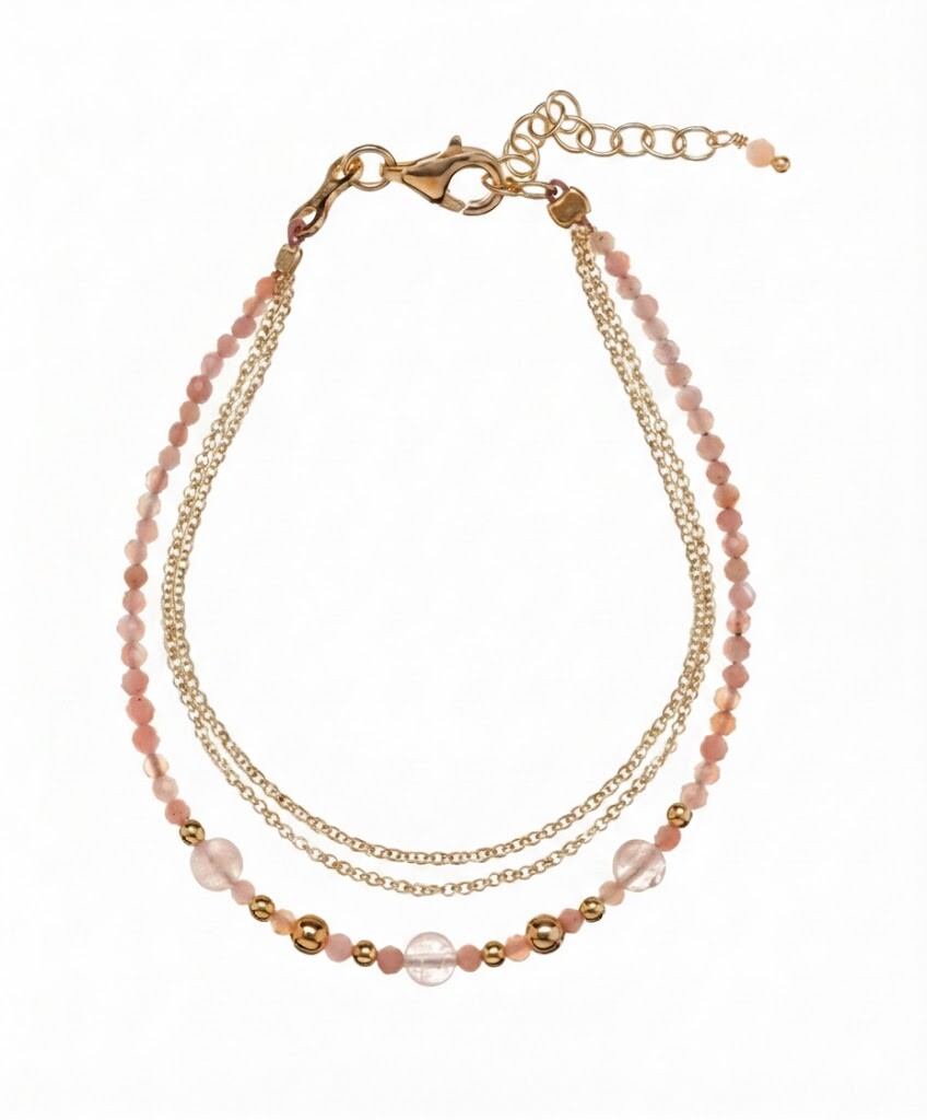 Alisia Trojitý pozlacený náramek s růžovým opálem AL3054.01.046