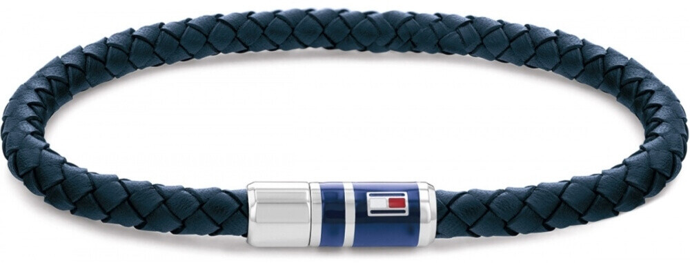 Tommy Hilfiger Tmavě modrý kožený náramek s ocelovým zapínáním 2790294 21,5 cm