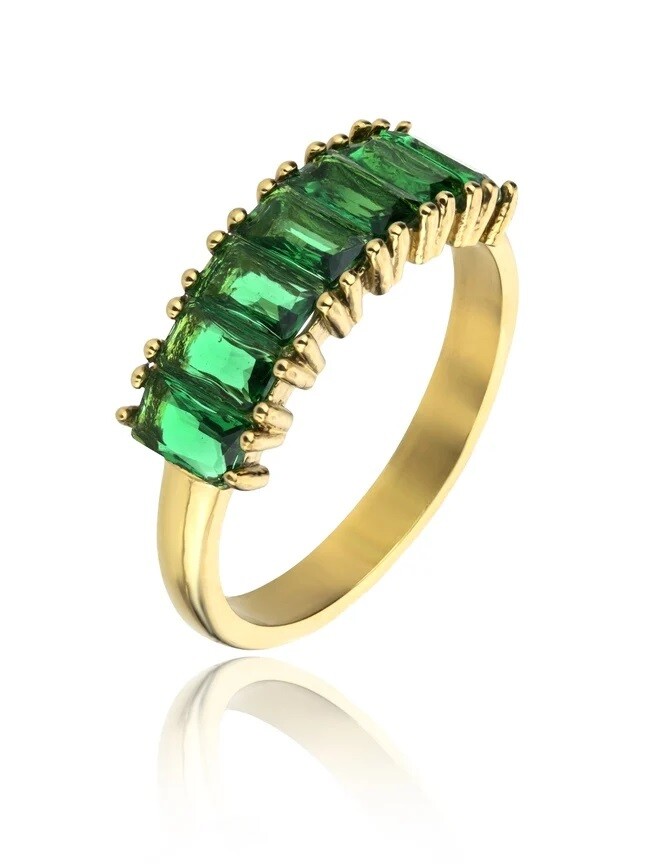 Marc Malone Pozlacený prsten se zirkony Leila Green Ring MCR23062G 54 mm