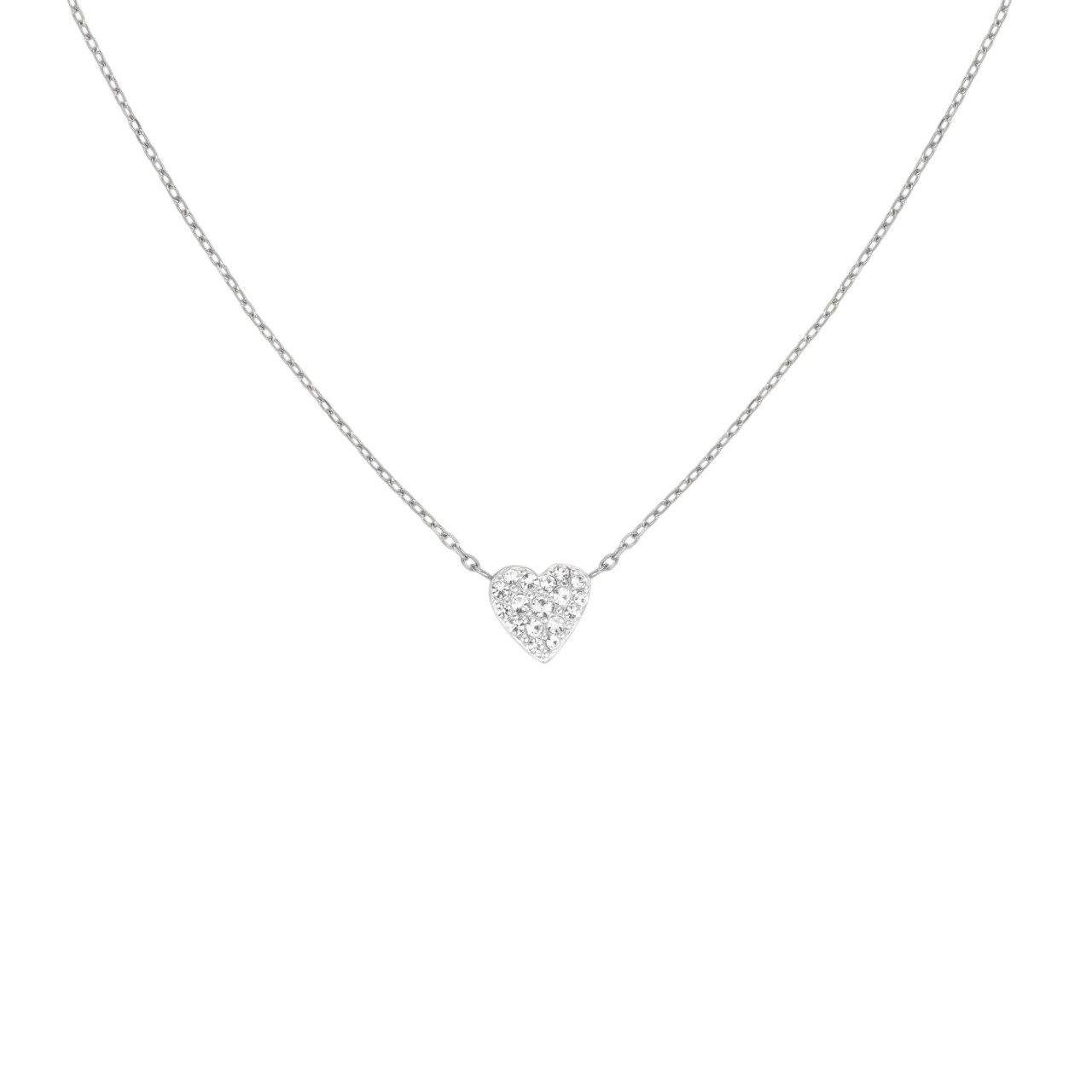 Rosefield Ocelový náhrdelník Srdíčko se zirkony Pavé JNPHS-J1320