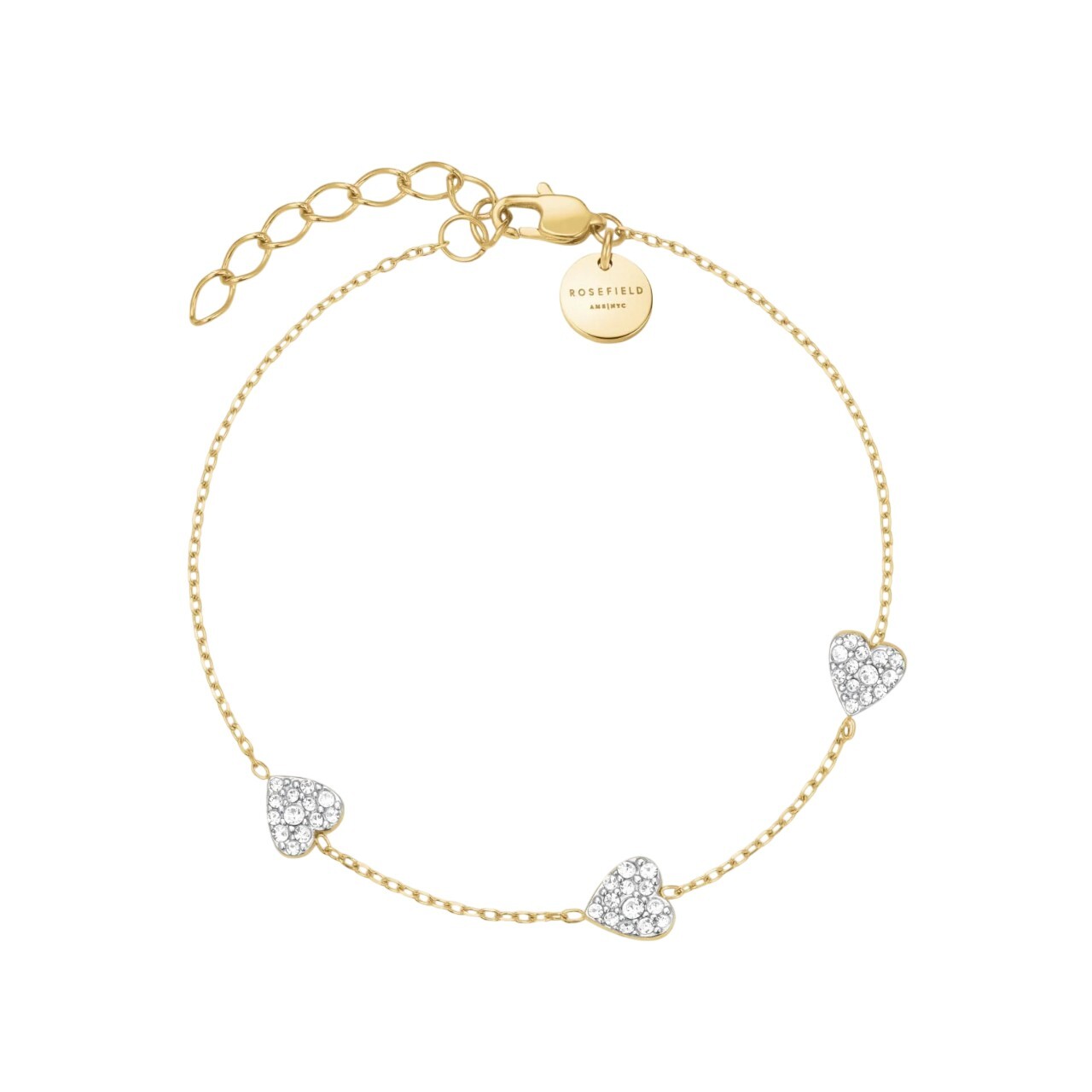 Rosefield Dámský pozlacený náramek se srdíčky JB3HG-J1278
