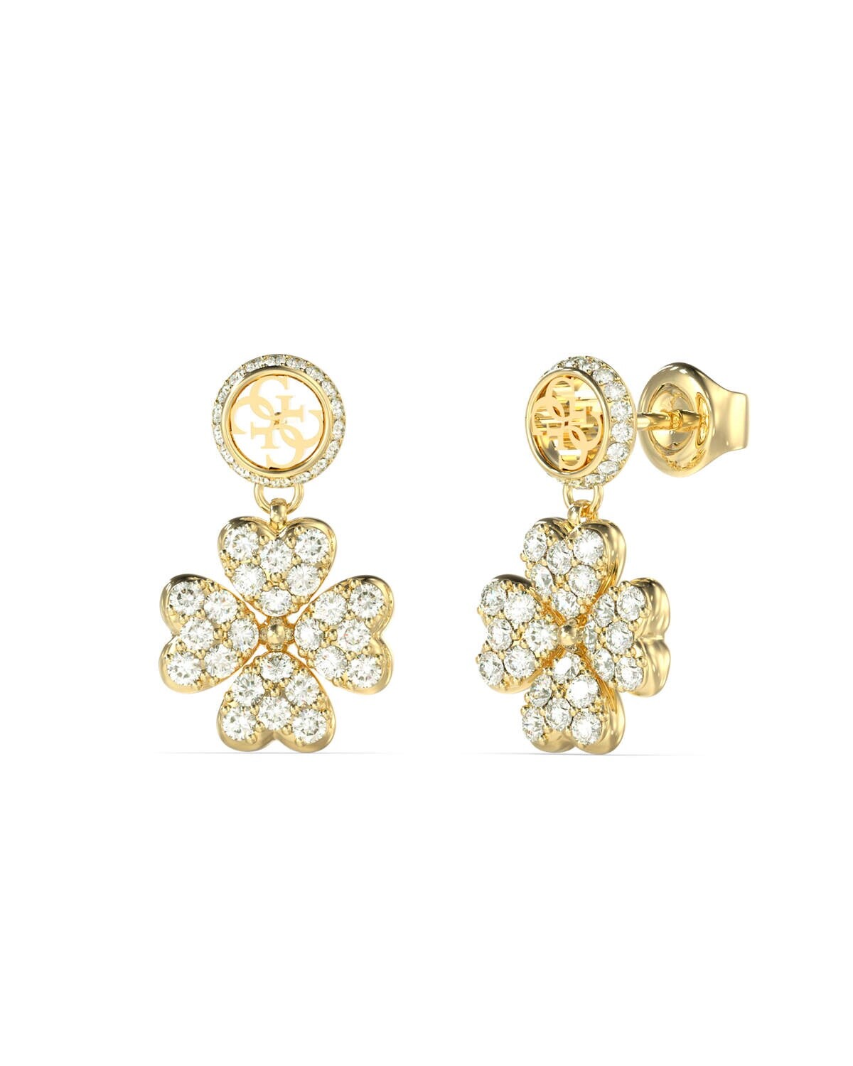 Guess Pozlacené náušnice s přívěsky Love Bites JUBE06045JWYGT/U